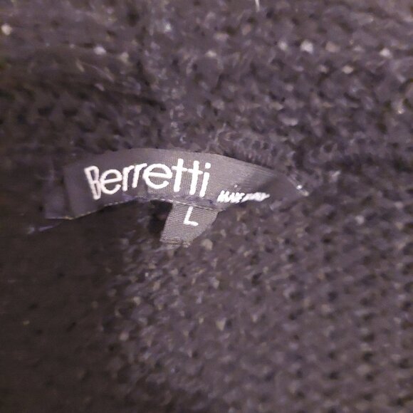 Berretti Cable Knit Cardigan Sweater Black Italian Wool Mohair Alpaca Large - Picture 3 of 5